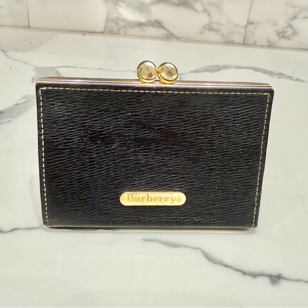 Vintage Burberry Black Leather Card Wallet